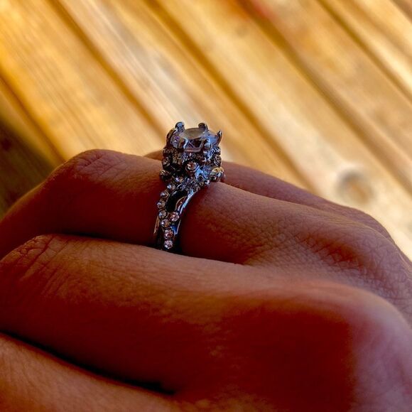 Silver Diamond Engagement Ring - Picture 3 of 3